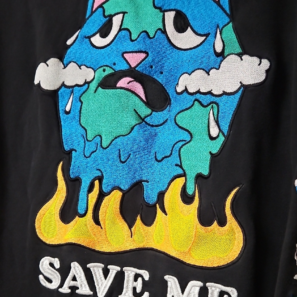 Ripndip Size Large Black Hoodie Save The World Earth Patches - Picture 4 of 13